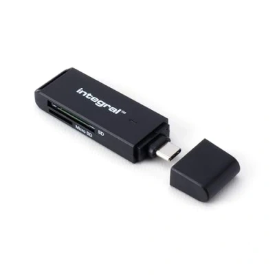 Image of Integral Dual Slot Micro SD &amp; USB C 3.0 Memory Card Reader Adapter Super fast file transfer and Compatible with High Speed UHS I interface: SDHC, SDXC, microSDHC microSDXC U1 U3