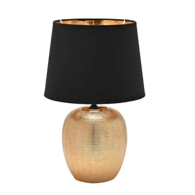 Image of Widdop and Co Hestia Black Gold Textured Lamp Elegant Stylish Design Table Lamp, Bedside Home Décor, Kitchen, Living Room, Bedroom 39cm