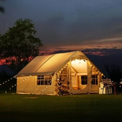 Image of 6 8 Person Inflatable Camping Tent with Pump, Easy Setup 4 Season Waterproof Windproof Outdoor Blow Up Tent, Cabin Mesh Windows &amp; Doors