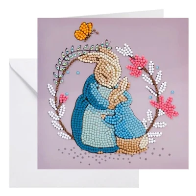 Image of CRYSTAL ART Peter &amp; Mrs Josephine Rabbit Card 18x18cm