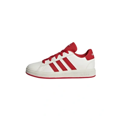 Image of adidas Unisex Kids Grand Court Lifestyle Tennis Lace up Shoes Shoes, Off White Collegiate Red Core Black, 10 UK Child