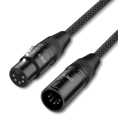 Image of J&amp;D 5 Pin XLR DMX Cable, DMX512 Male to Female 512 Turnaround Stage Light Blue, 1.5 m