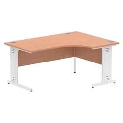Image of Impulse 1600mm Right Crescent Desk Beech Top White Cable Managed Leg