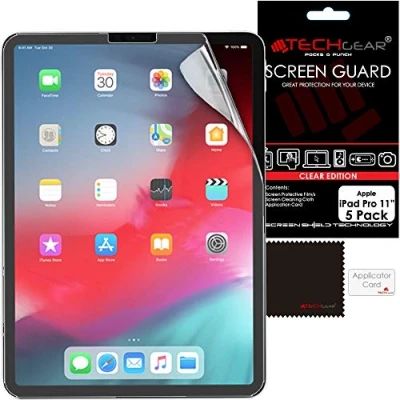 Image of TECHGEAR [5 Pack] Screen Protectors for iPad Pro 11&quot;, Clear Protector Guard Covers Compatible with Apple 11 inch 2022 / 4th Generation, 2021 3rd Gen, 2020 2nd Gen 2018 1st
