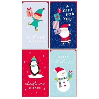 Image of BG Cute Xmas Christmas Money Cash Gift Wallets Penguin Santa Snowman Elf Pack of 4