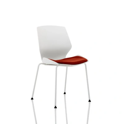 Image of Florence White Frame Visitor Chair in Bespoke Seat Ginseng Chilli
