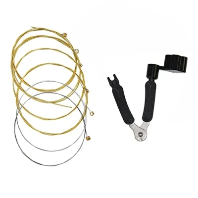 Image of Alnicov Brass Acoustic Guitar Strings Full Set with Black 3 In 1 String Restringing Tool Including Winder Shear Pin Puller