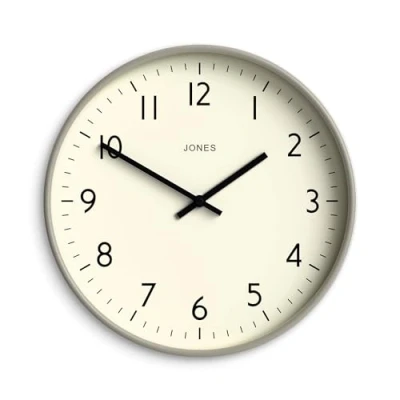 Image of Jones Clocks® Vibrant Round Wall Clock in Acrylic the &#039;Studio&#039; Grey, 30 x 4cm