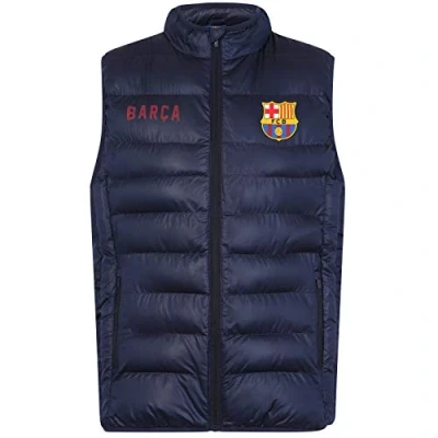 Image of FC Barcelona Official Football Gift Mens Padded Body Warmer Gilet Navy Zip Large