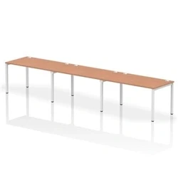 Image of Impulse Bench Single Row 3 Person 1400 White Frame Desk Beech