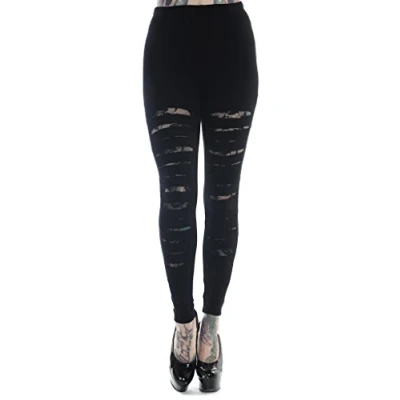 Image of Banned Apparel Slashed Black Leggings Black/Black S