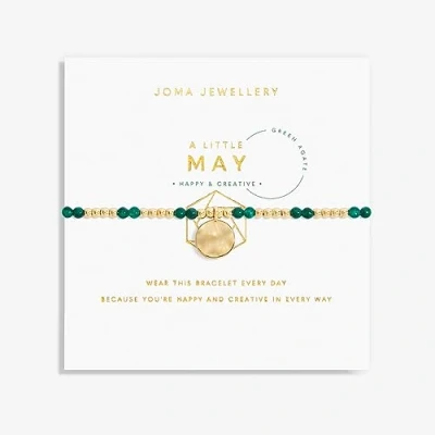 Image of Joma Jewellery A Little Birthstone Gold MAY GREEN AGATE Bracelet 17.5cm Stretch Adjustable Wrist Stacking