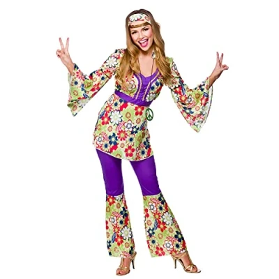 Image of Adult Womens Hippie Chick Fancy Dress Costume Large (UK 18 20)
