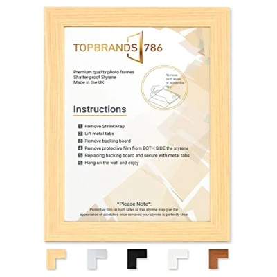 Image of A2 Picture frame Size 42 x 59.4 cm Poster Photo with Clear Perspex Wall Mounting to Hang Portrait or Landscape (Oak)