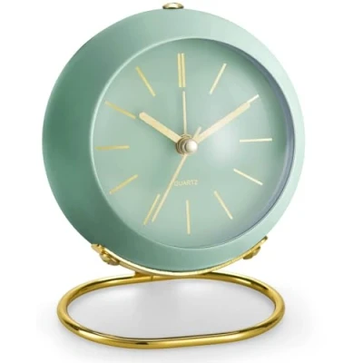 Image of Battery Operated Desk Alarm Clocks with Light, Analog Clock Retro Silent No Ticking, Loud Table for Bedside/Bedroom/Kitchen/Office/Travel/Kids/Room Decor Aesthetic Vintage