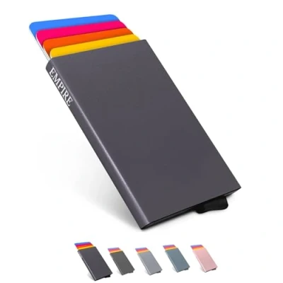 Image of Empire Card Holder, Men Wallet, Credit Holder for RFID/NFC Blocking, Small Wallet Men, Slim Minimalist Women, Burgundy