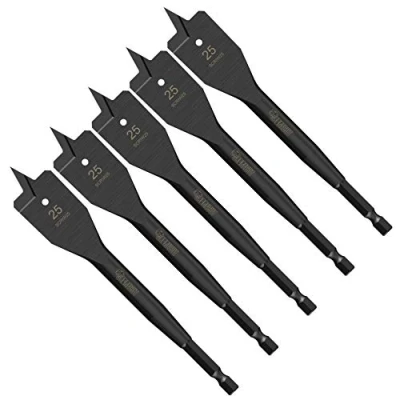 Image of 5 x SabreCut SCRIW25_5 25mm 152mm Impact Rated Flat Wood Spade Bits Compatible with Bosch Dewalt Makita Milwaukee and Many Others