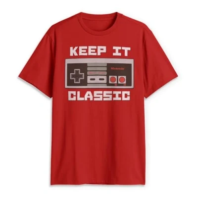 Image of Nintendo Men&#039;s Keep It Classic T Shirt, Red, Large