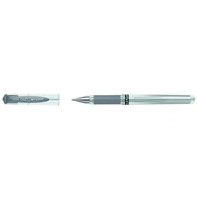 Image of Uni Ball Silver Signo Pen Broad Metallic Gel Ink Rollerball Metal 1mm Tip Nib 0.65mm Line Width With Rubber Grip UM 153 (Pack Of 12)