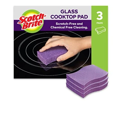 Image of Scotch Brite Glass Cooktop Pads, 3 Pieces per Pack Cleans with Just Water, for Stovetops, Tackles Burnt On Messes