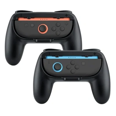 Image of Mcbazel 2 Pack Joy Con Grips for NS Switch 2, Ergonomic Grip with ABS L/R Trigger Extensions &amp; Quick Fit Installation (Black)