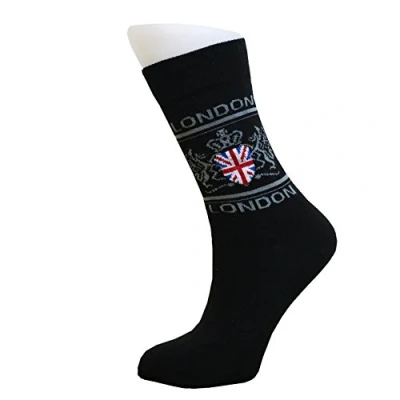 Image of Number1Gifts Men&#039;s Calf London Union Jack British Flag Dragon Patriotic Socks, Novelty Fun Gift Socks Cotton Rich PACK 1