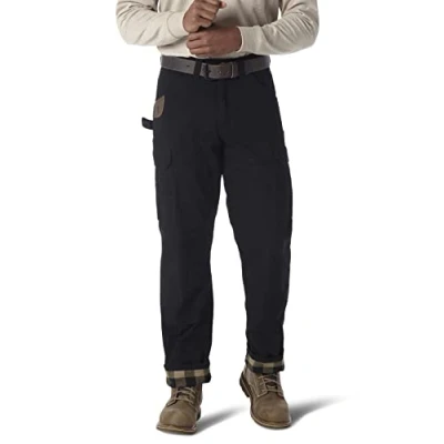 Image of Wrangler Men&#039;s Riggs Workwear Flannel Lined Ripstop Ranger Pant Work Utility, Black, 31W x 32L