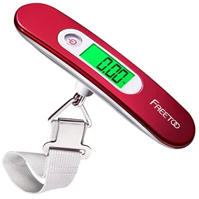 Image of FREETOO Luggage Scale Portable Digital Weight for Travel Suitcase Weigher with Tare Function 110 Lb/ 50Kg Capacity Red