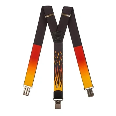 Image of Heavy Duty Work &amp; DIY Braces/Suspenders with Fire Design, 4cm. Y Shape