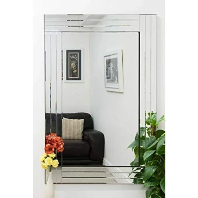 Image of MirrorOutlet Modern Bevelled Triple Edge Venetian Mirror, Silver, 120 x 80 cm,YC028
