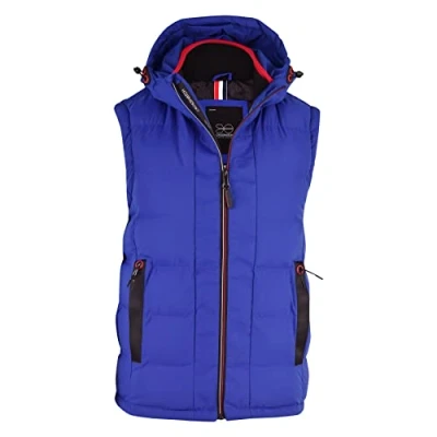 Image of Crosshatch Mens Hooded Padded Gilet Inner Pocket Lightweight Quilted Sleeveless Bodywarmer Blue, L