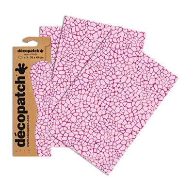 Image of Décopatch Ref C533O Pink Reptile Skin Paper Pack Each Sheet 30 x 40cm, of 3 Sheets Best Used With Décopach Glue &amp; Varnish,
