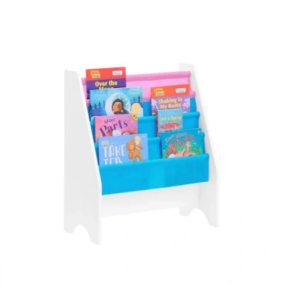 Image of SoBuy Children Kids 4 Tiers Sling Bookshelf Bookcase with Fabric Shelves in Pink and Blue W62 x D30 H71cm FRG225 F