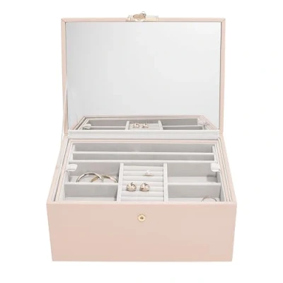 Image of Stackers Plush Pink Grey Luxury Classic Jewellery Box