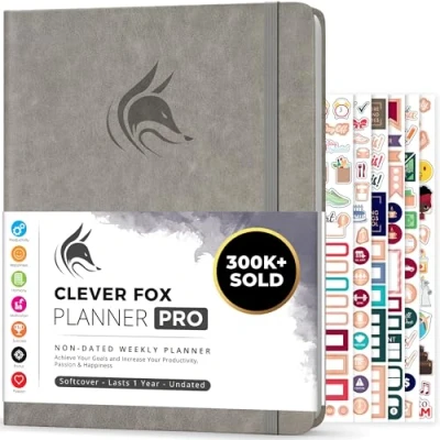 Image of Clever Fox Planner PRO Weekly &amp; Monthly Life to Increase Productivity, Time Management and Hit Your Goals, 21.5x28cm (Grey)