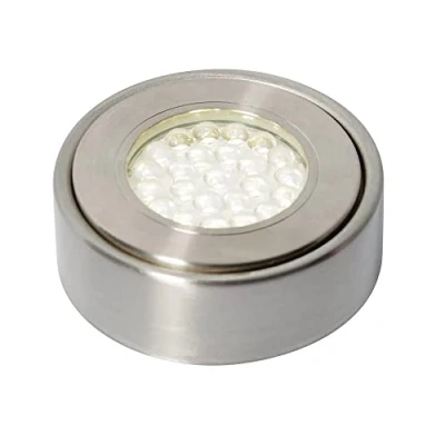 Image of LITECRAFT Laghetto Under Cabinet Lights Circular Kitchen Fitting Satin Nickel