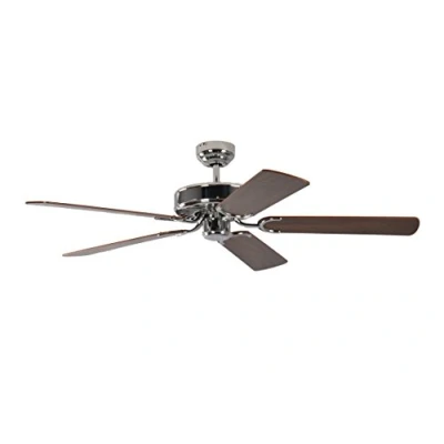 Image of Potkuri 52 inch / 132 cm Ceiling Fan without Lights Steel Finish with Pull Cord and Blades in Walnut Cane