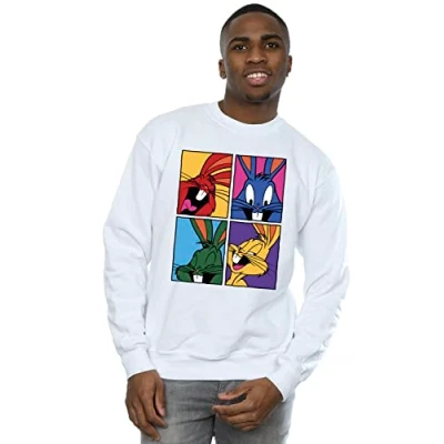 Image of Looney Tunes Men&#039;s Bugs Pop Art Sweatshirt White Large