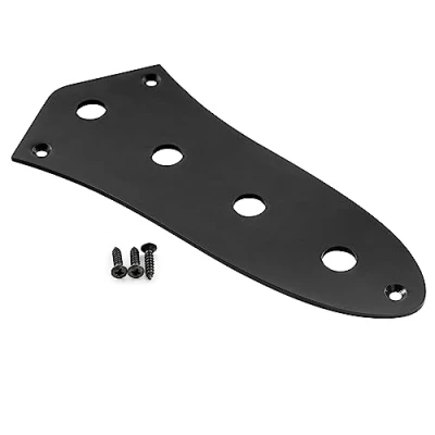 Image of Musiclily Pro Steel 4 Hole Jazz Bass Control Plate for JB Style Electric Bass, Black