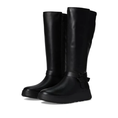 Image of Fitflop Women&#039;s F Mode Folded Knot Flatform Tall Stretch Boots, Black, 7 UK