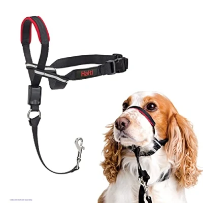 Image of HALTI Optifit Headcollar Size Medium, Dog Head Harness to Stop Pulling on the Lead, Easy Use, Adjustable &amp; Reflective Collar for Dogs, Professional Anti Pull Training Aid, Black