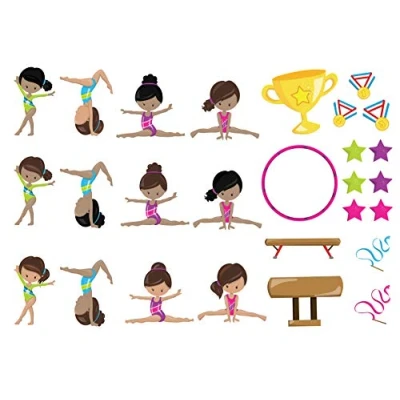 Image of 28 x Gymnastics Images Printed Cake Edible Icing or Wafer Decoration Topper (Icing)