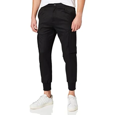 Image of HUGO Mens Glavin221 Cargo Style Slim fit Trousers with Pleat Front Black