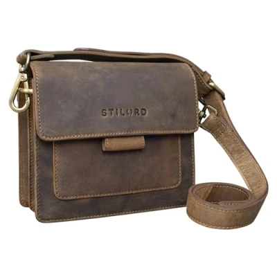 Image of STILORD &#039;Naomi&#039; Elegant Leather Bag Women Shoulder Small Handbag Clutch Vintage Crossbody with Strap Genuine Leather, Colour:Middle Brown