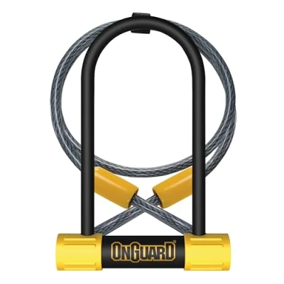 Image of ONGUARD 45008015M Bulldog Medium DT Bicycle Lock, Black/Yellow, 3.55&quot; X 6.90
