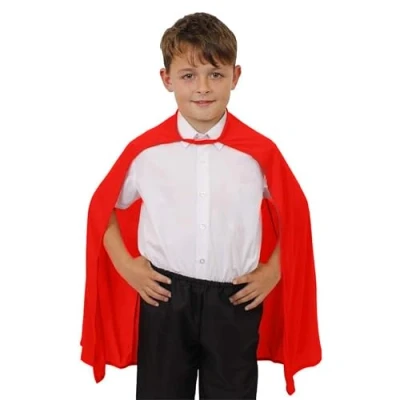 Image of Childs Red Superhero Cape Fancy Dress Costume Accesssory Perfect for St Patricks Day, Comic Book Characters, Super Villains, Week