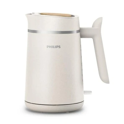 Image of Philips Eco Conscious Edition Kettle 5000 Series, 100% Bio based plastics*, 1.7 L Capacity, Cordless + 360 Pirouette Base, Silk White Matt Finish, (HD9365/11)