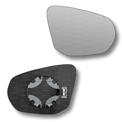 Image of Less4spares Replacement Wing Mirror Glass Right Compatible with Audi Q2 2016 2022 CLIP ON Driver Off side Heated Convex