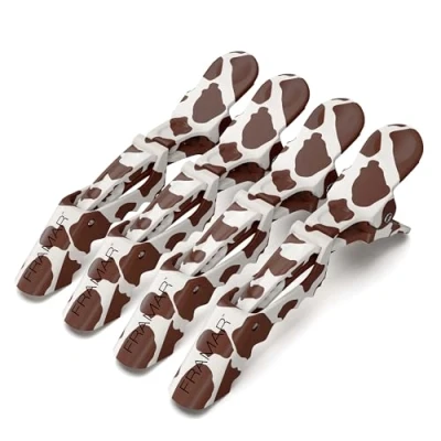 Image of FRAMAR Cow Print Alligator Clips For Hair Styling Clip Women, Stuff, Cute Styling, Sectioning 4 Pack