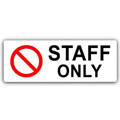 Image of METAL Staff Only Sign WITH IMAGE Aluminium WHITE Warning Door Notice Office Shop Warehouse School Cafe MR3